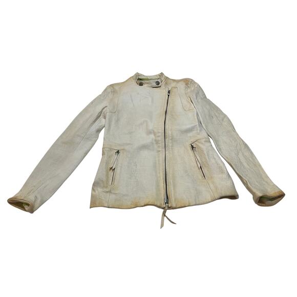 8-59 JUST CAVALLI Women's 100% Lamb Leather Jacket Yellow Size 40/ Large - Picture 1 of 12